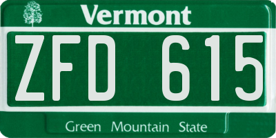 VT license plate ZFD615