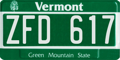 VT license plate ZFD617