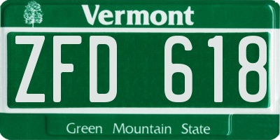 VT license plate ZFD618