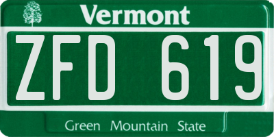VT license plate ZFD619