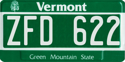 VT license plate ZFD622