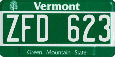 VT license plate ZFD623