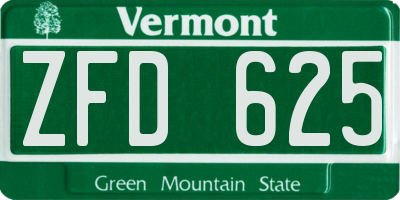 VT license plate ZFD625