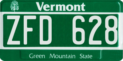 VT license plate ZFD628