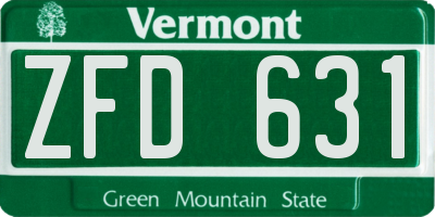 VT license plate ZFD631