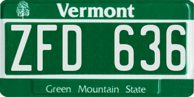 VT license plate ZFD636