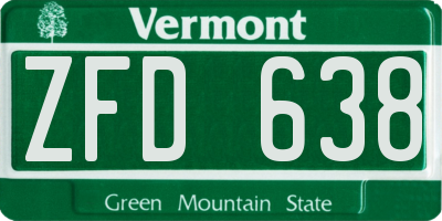 VT license plate ZFD638