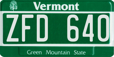 VT license plate ZFD640