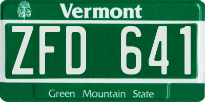 VT license plate ZFD641