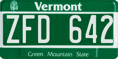 VT license plate ZFD642