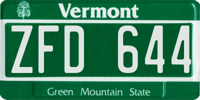 VT license plate ZFD644