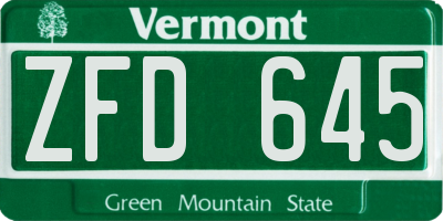 VT license plate ZFD645