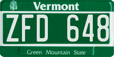 VT license plate ZFD648