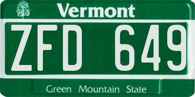 VT license plate ZFD649