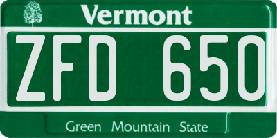 VT license plate ZFD650