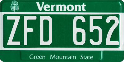 VT license plate ZFD652