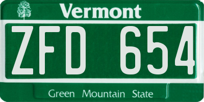 VT license plate ZFD654