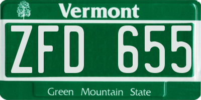 VT license plate ZFD655