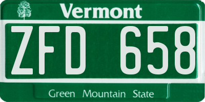 VT license plate ZFD658
