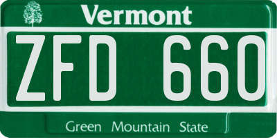 VT license plate ZFD660