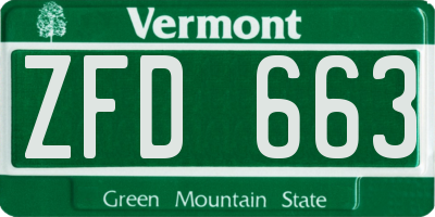 VT license plate ZFD663