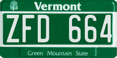 VT license plate ZFD664