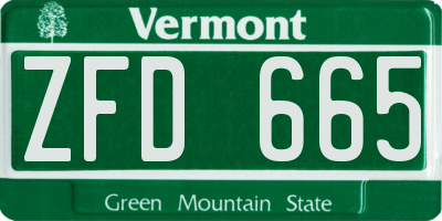 VT license plate ZFD665