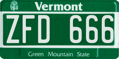 VT license plate ZFD666