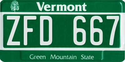 VT license plate ZFD667
