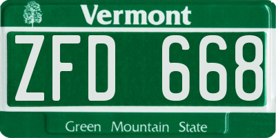 VT license plate ZFD668