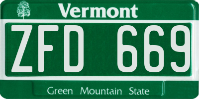 VT license plate ZFD669