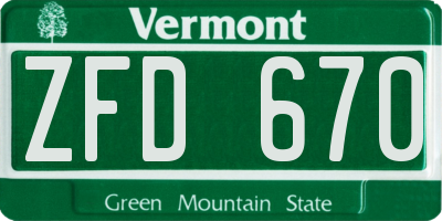 VT license plate ZFD670