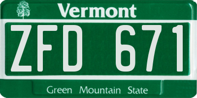 VT license plate ZFD671