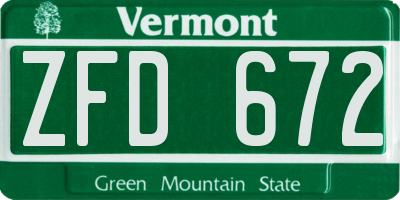 VT license plate ZFD672