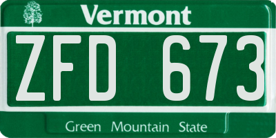 VT license plate ZFD673