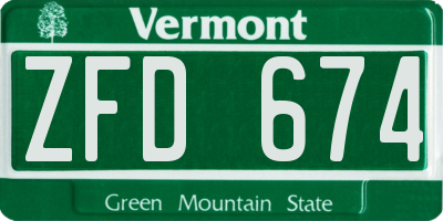 VT license plate ZFD674