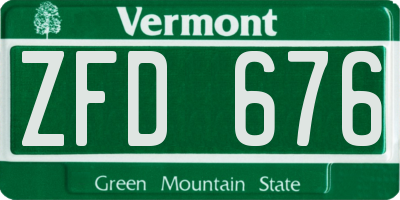 VT license plate ZFD676