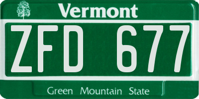 VT license plate ZFD677