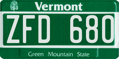VT license plate ZFD680