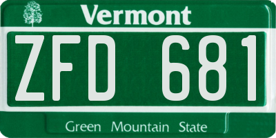 VT license plate ZFD681