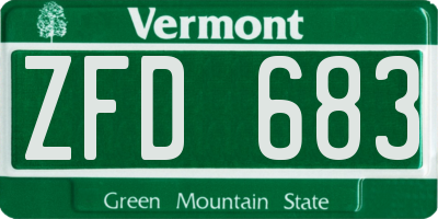 VT license plate ZFD683