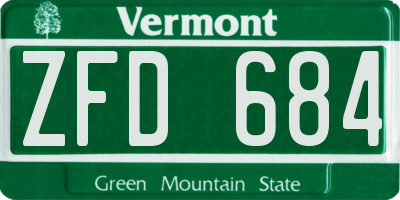 VT license plate ZFD684