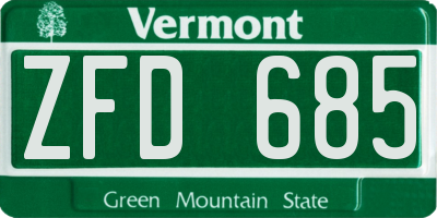 VT license plate ZFD685