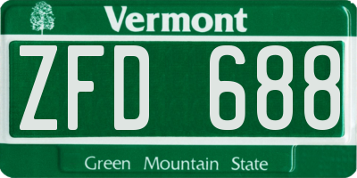 VT license plate ZFD688