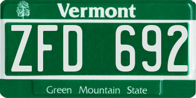 VT license plate ZFD692