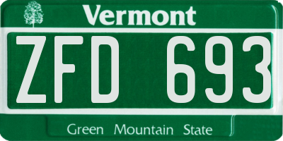 VT license plate ZFD693