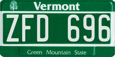 VT license plate ZFD696