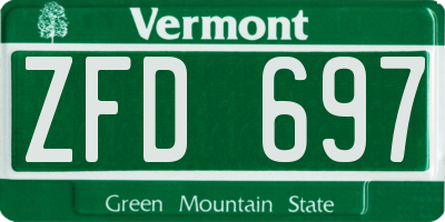 VT license plate ZFD697