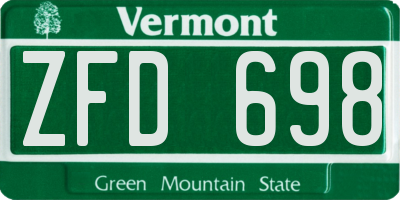 VT license plate ZFD698