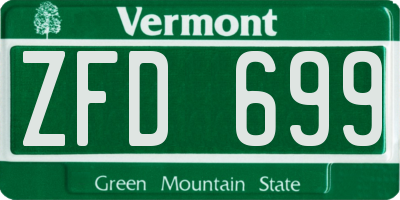 VT license plate ZFD699